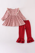 Load image into Gallery viewer, Floral corduroy lace ruffle pants set
