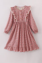Load image into Gallery viewer, Floral corduroy lace ruffle mom dress
