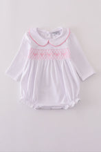 Load image into Gallery viewer, Pink bow smocked bubble
