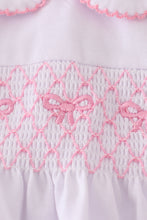 Load image into Gallery viewer, Pink bow smocked bloomer set
