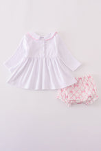 Load image into Gallery viewer, Pink bow smocked bloomer set
