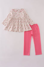 Load image into Gallery viewer, Pink rose hand smocked pants set

