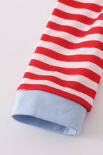Load image into Gallery viewer, Red airplane embroidery stripe romper
