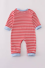 Load image into Gallery viewer, Red airplane embroidery stripe romper
