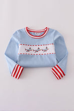 Load image into Gallery viewer, Blue airplane embroidery stripe pants set
