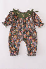 Load image into Gallery viewer, Forest hunting deer embroidery ruffle romper
