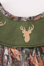 Load image into Gallery viewer, Forest hunting deer embroidery ruffle romper
