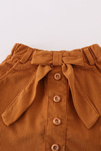 Load image into Gallery viewer, Black pearl bow corduroy skorts set
