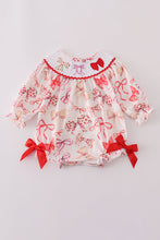 Load image into Gallery viewer, Red bow smocked bubble
