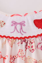 Load image into Gallery viewer, Red bow smocked ruffle pants set
