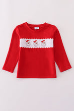 Load image into Gallery viewer, Red santa claus smocked top

