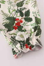 Load image into Gallery viewer, Green holly floral smocked ruffle pants set
