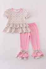 Load image into Gallery viewer, Pink floral print ruffle pants set
