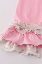 Load image into Gallery viewer, Pink floral print ruffle pants set
