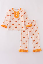Load image into Gallery viewer, Cream sweet as pie print ruffle pajamas set
