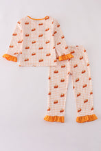 Load image into Gallery viewer, Cream sweet as pie print ruffle pajamas set
