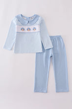 Load image into Gallery viewer, Blue turkey embroidery stripe pants set
