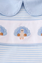 Load image into Gallery viewer, Blue turkey embroidery stripe pants set
