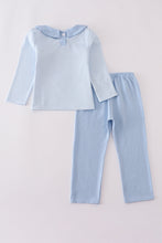 Load image into Gallery viewer, Blue turkey embroidery stripe pants set
