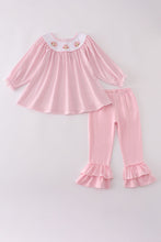 Load image into Gallery viewer, Pink turkey embroidery stripe ruffle pants set
