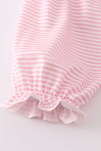 Load image into Gallery viewer, Pink turkey embroidery stripe ruffle pants set
