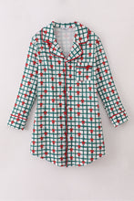 Load image into Gallery viewer, Green bow plaid mom gown
