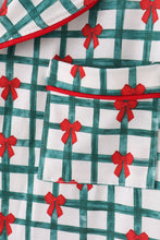 Load image into Gallery viewer, Green bow plaid mom gown
