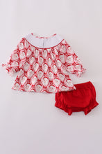 Load image into Gallery viewer, Red santa claus smocked bloomer set
