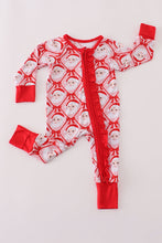 Load image into Gallery viewer, Red santa claus print bamboo pajamas ruffle romper

