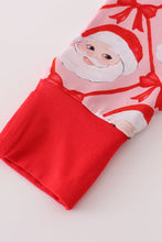 Load image into Gallery viewer, Red santa claus print bamboo pajamas ruffle romper
