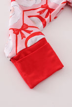 Load image into Gallery viewer, Red santa claus print bamboo pajamas ruffle romper
