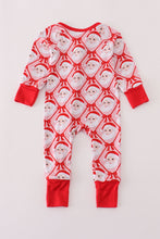 Load image into Gallery viewer, Red santa claus print bamboo pajamas ruffle romper
