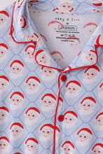 Load image into Gallery viewer, Blue santa claus bamboo dad pajamas set
