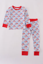 Load image into Gallery viewer, Blue santa claus bamboo pajamas set
