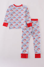Load image into Gallery viewer, Blue santa claus bamboo pajamas set
