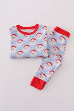 Load image into Gallery viewer, Blue santa claus bamboo pajamas set
