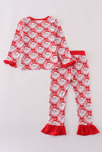 Load image into Gallery viewer, Red santa claus bamboo pajamas ruffle pants set
