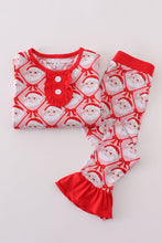 Load image into Gallery viewer, Red santa claus bamboo pajamas ruffle pants set
