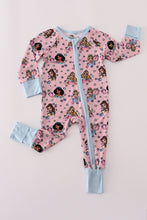 Load image into Gallery viewer, Pink princess bamboo pajamas romper
