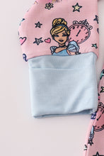 Load image into Gallery viewer, Pink princess bamboo pajamas romper
