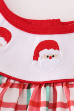 Load image into Gallery viewer, Red santa claus embroidery plaid bloomer set
