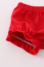 Load image into Gallery viewer, Red santa claus embroidery plaid bloomer set
