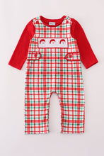 Load image into Gallery viewer, Red santa claus embroidery plaid jonjon set
