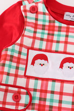 Load image into Gallery viewer, Red santa claus embroidery plaid jonjon set
