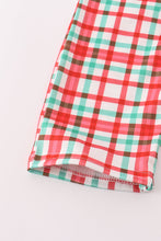Load image into Gallery viewer, Red santa claus embroidery plaid jonjon set
