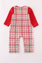 Load image into Gallery viewer, Red santa claus embroidery plaid jonjon set
