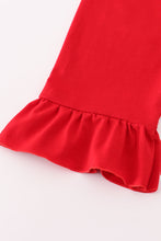 Load image into Gallery viewer, Red santa claus embroidery plaid ruffle pants set
