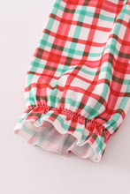 Load image into Gallery viewer, Red santa claus embroidery plaid ruffle pants set
