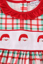Load image into Gallery viewer, Red santa claus embroidery plaid ruffle dress
