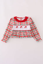 Load image into Gallery viewer, Red santa claus embroidery plaid ruffle dress

